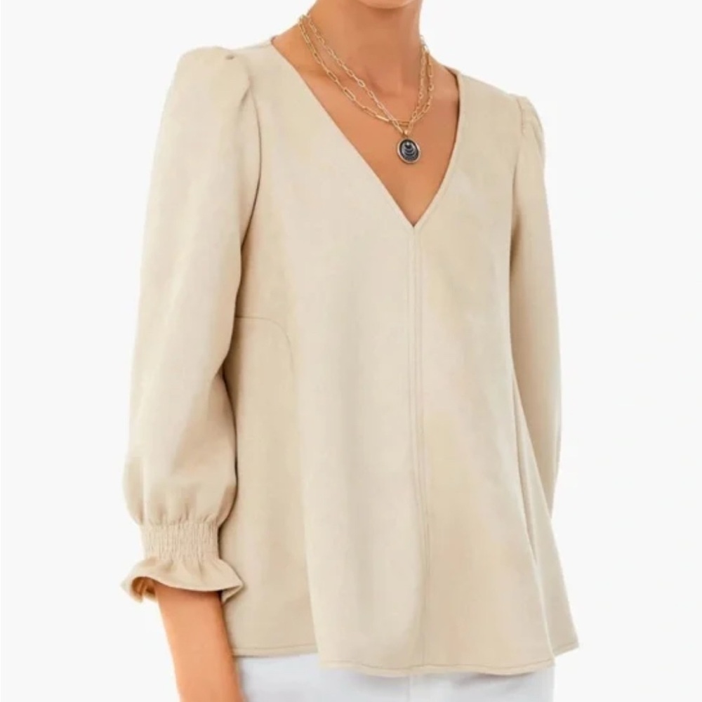 Tuckernuck Easton Faux Suede Blouse Bone New Size XL Extra Large
